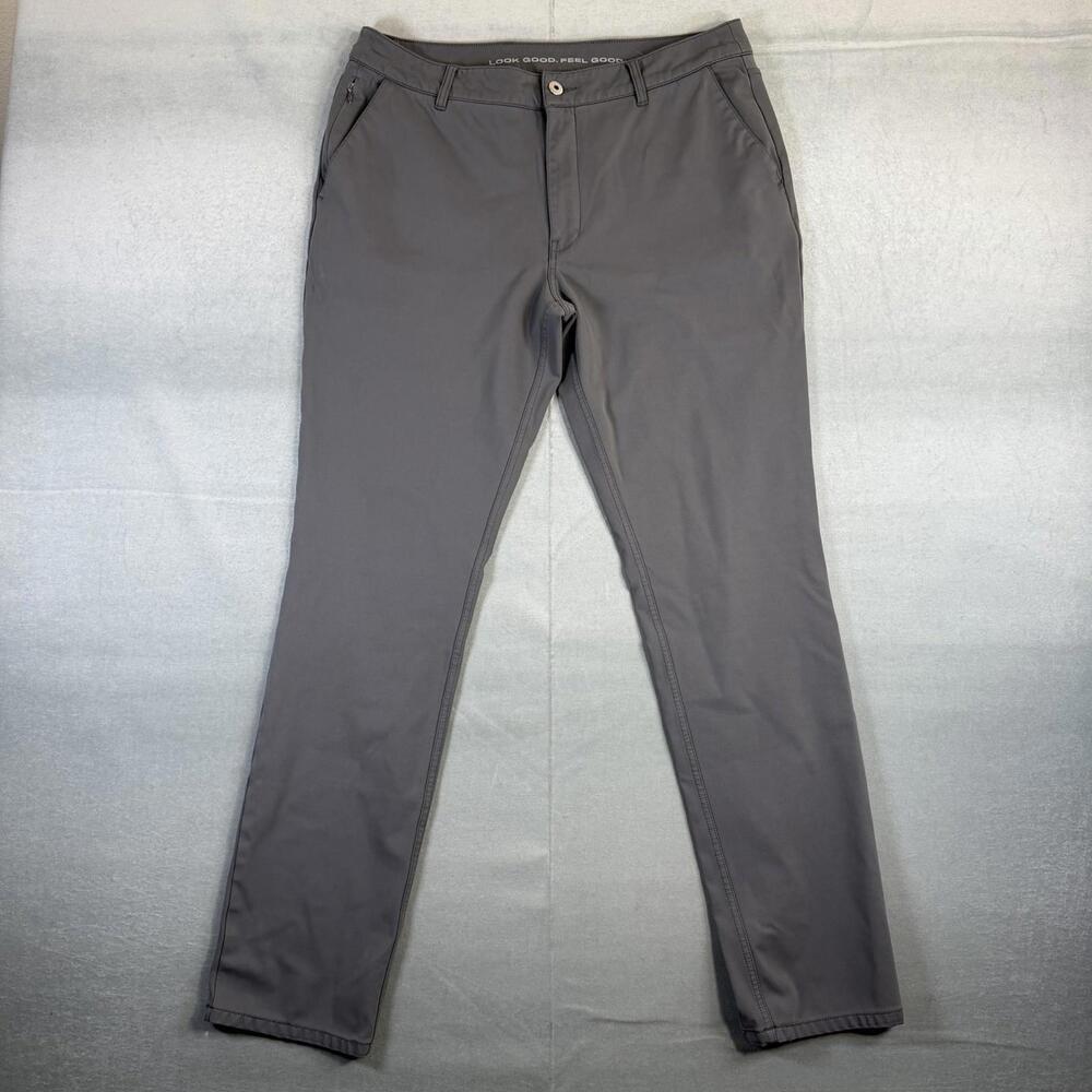 True Classic Pants Mens 34 Gray Commuter Tech Chino Stretch Performance Slim
